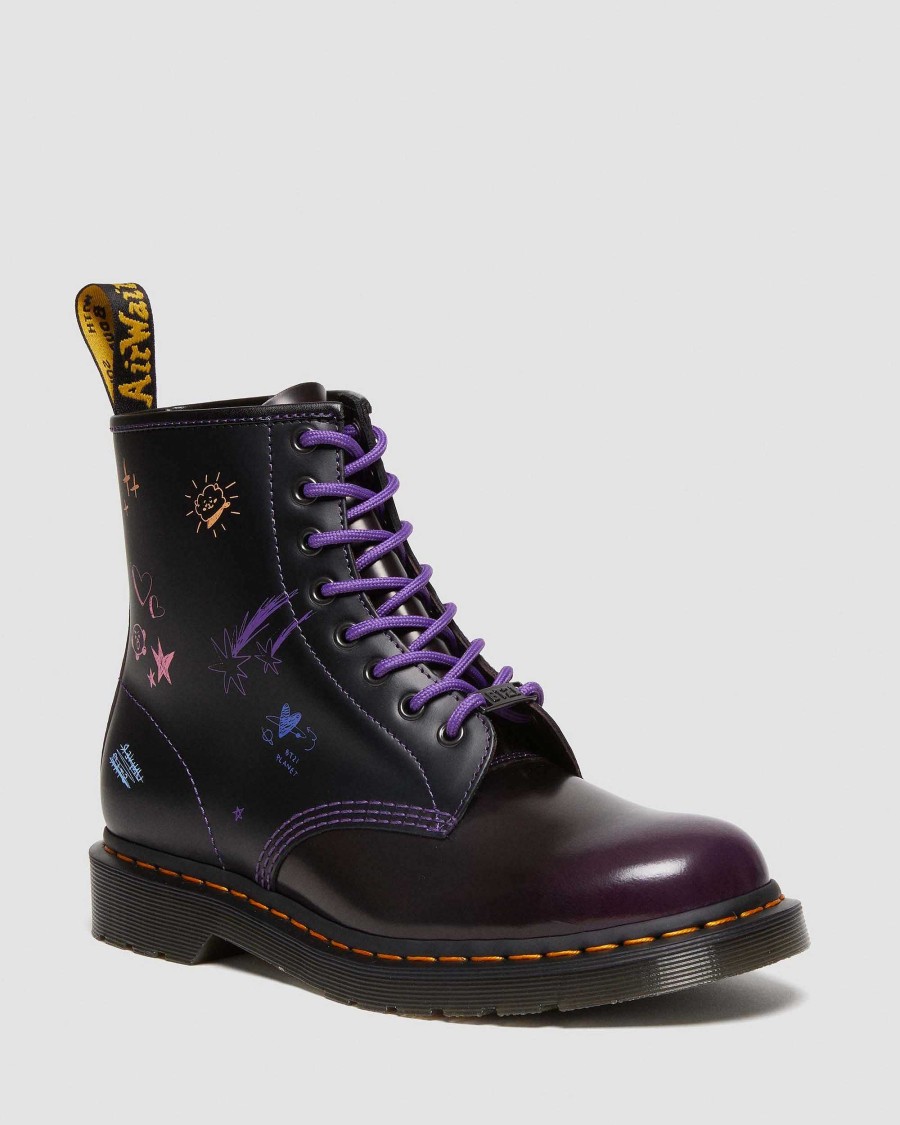 Messieurs Dr. Martens Tenias | 1460 Bt21 -Peignes En Cuir Violet + Noir — Arcadia