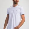 Homme Benson & Cherry T-Shirts Pour Homme | Tshirt Uni Col V Tab Blanc