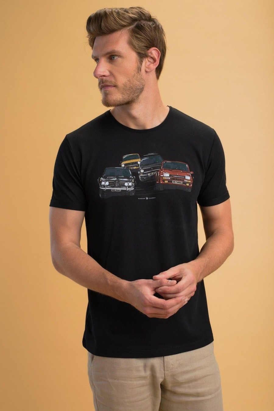 Homme Benson & Cherry T-Shirts Pour Homme | T-Shirt Coton Pique Imprime Youngtimers Thon Noir