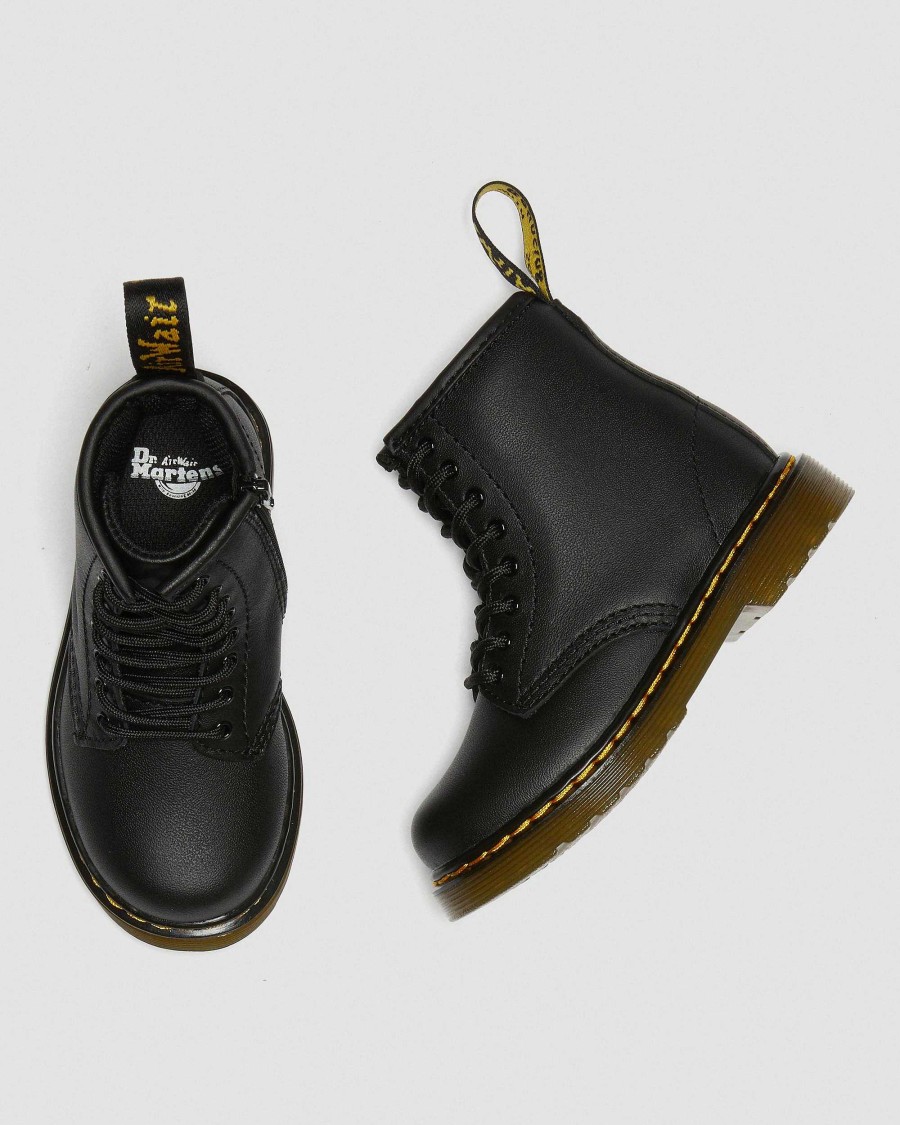 Enfants Dr. Martens Chaussures D'Ecole Pour Filles | Bottes A Lacets En Cuir 1460 Softy T Pour Tout-Petit Noir — Softy T