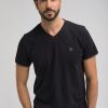 Homme Benson & Cherry T-Shirts Pour Homme | T-Shirt Coton Uni Col V Tujiano Noir