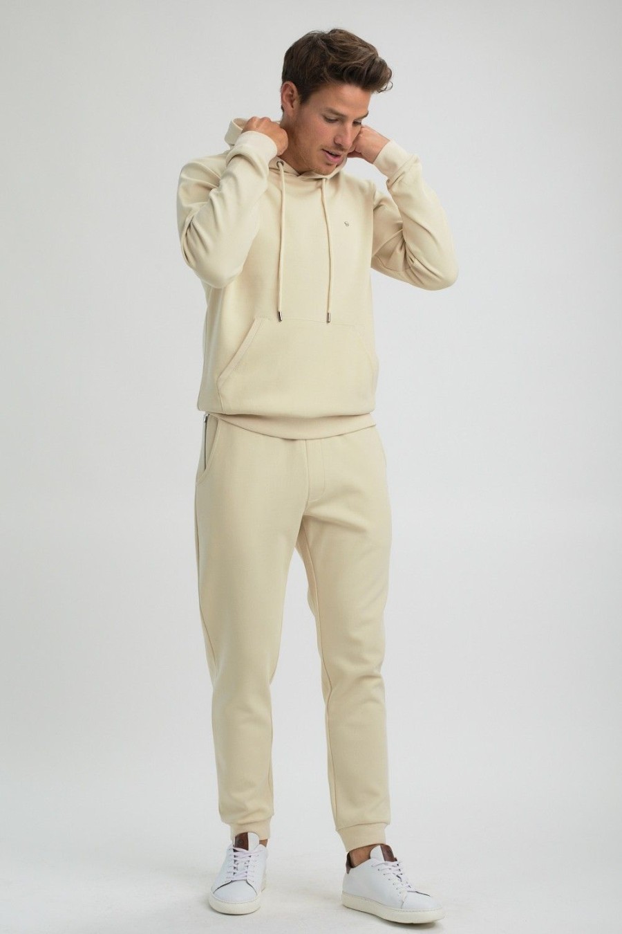 Homme Benson & Cherry Vestes Et Sweaterie Pour Homme | Sweat Capuche Poche Kangourou Steele Beige