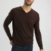 Homme Benson & Cherry Pulls Et Gilets Pour Homme | Pull Uni Col V Favilio Choco