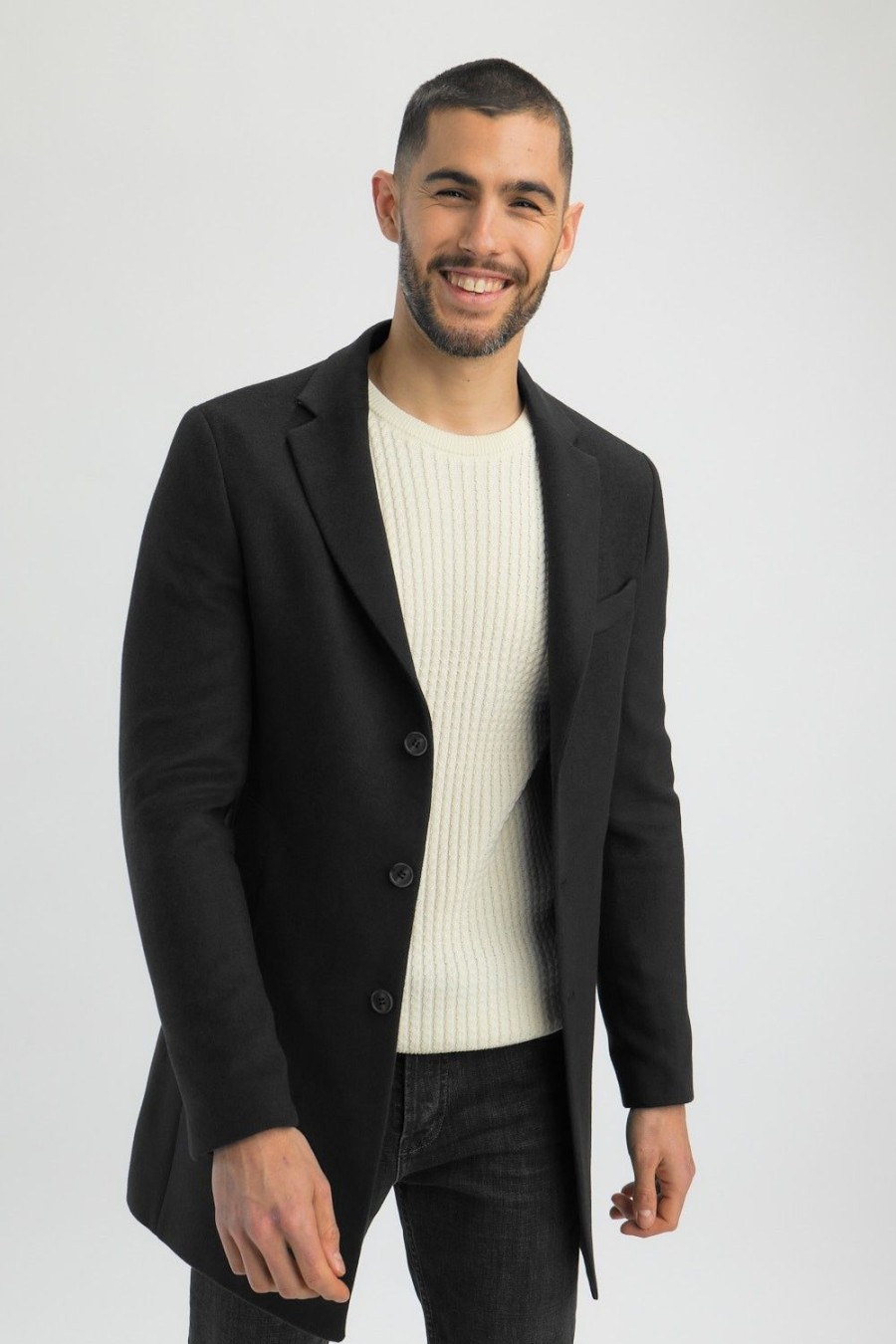 Homme Benson & Cherry Manteaux Et Blousons Pour Homme | Manteau Coupe 3/4 Racer Noir