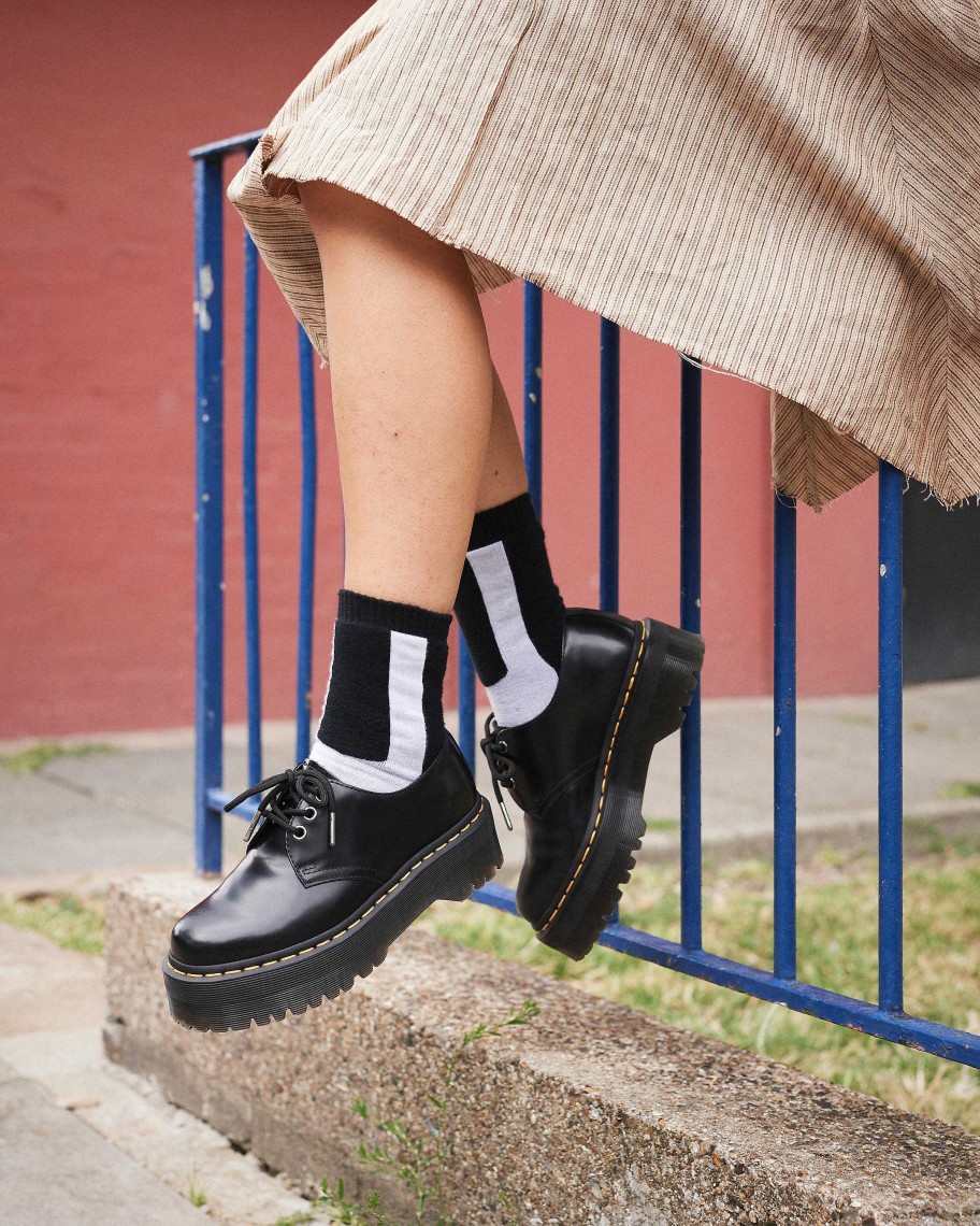 Accessoires Dr. Martens Toutes Les Chaussettes | Chaussettes En Melange Biologique Double Doc Noir + Blanc — Melange De Coton