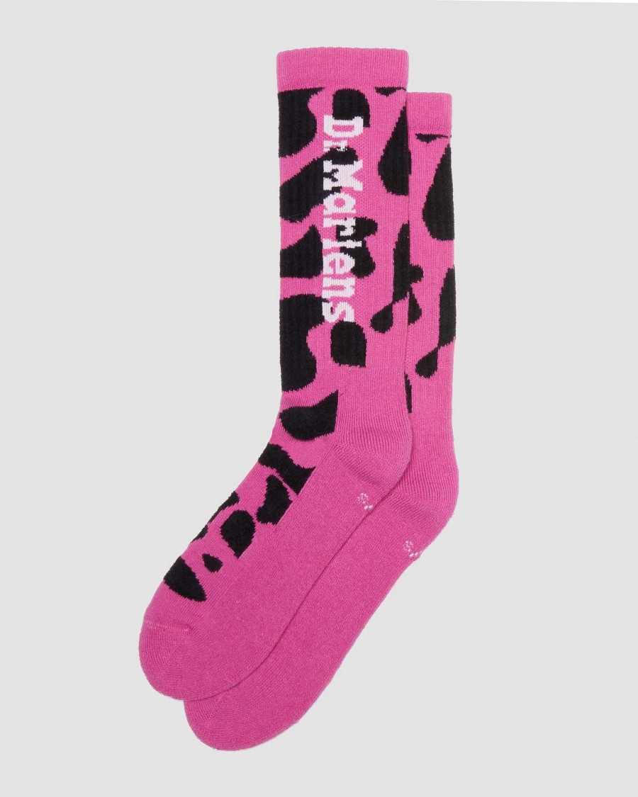 Accessoires Dr. Martens Toutes Les Chaussettes | Chaussettes A Logo Vertical En Melange De Coton Thrift Rose — Melange De Coton