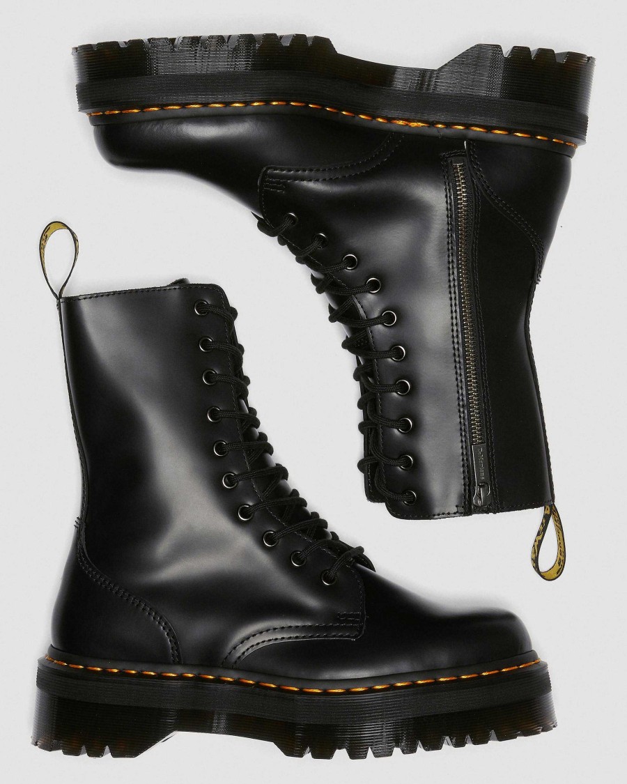 Messieurs Dr. Martens Plateformes | Cuir Jadon Hi Plate-Forme Lisse Maihars Noir — Poli Lisse