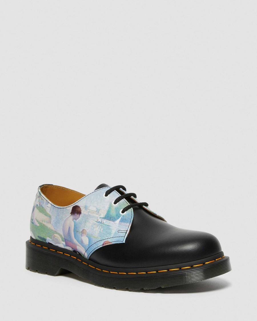 Messieurs Dr. Martens Chaussures A Lacets | La National Gallery 1461 Chaussures De Bain Noir Lisse+Revers