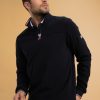 Homme Benson & Cherry Vestes Et Sweaterie Pour Homme | Pull Col Montant Zippe Mayron Marine