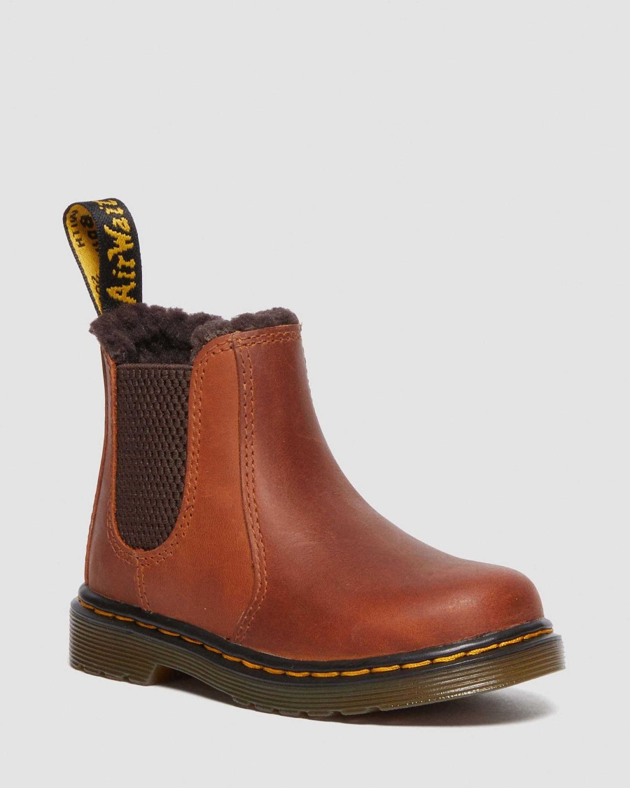 Enfants Dr. Martens Maihars Impermeables | Bambin 2976 Leonore -Peignes En Cuir Marron Clair — Republic Impermeable