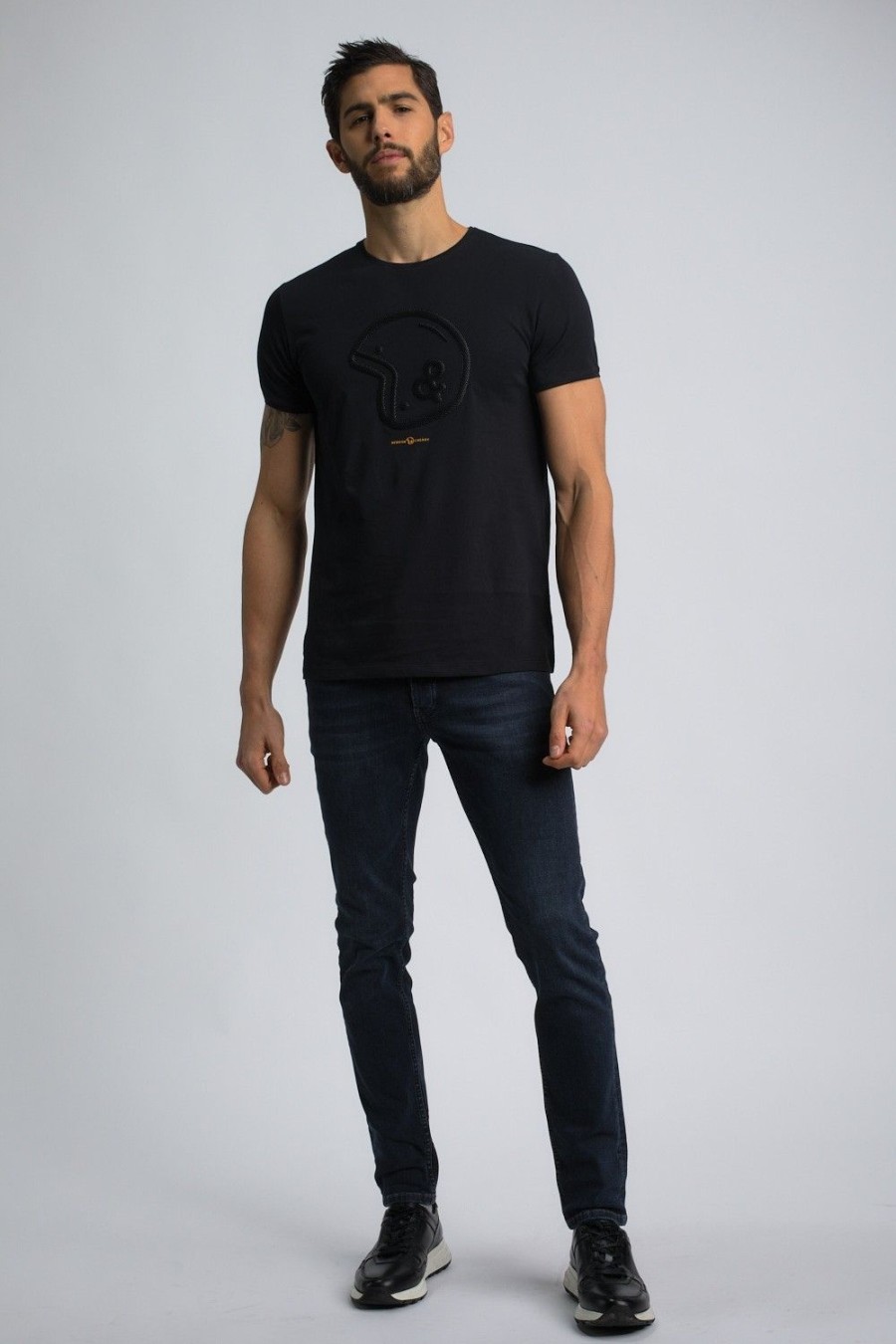 Homme Benson & Cherry T-Shirts Pour Homme | Tshirt Logo En Relief Tubbs Noir