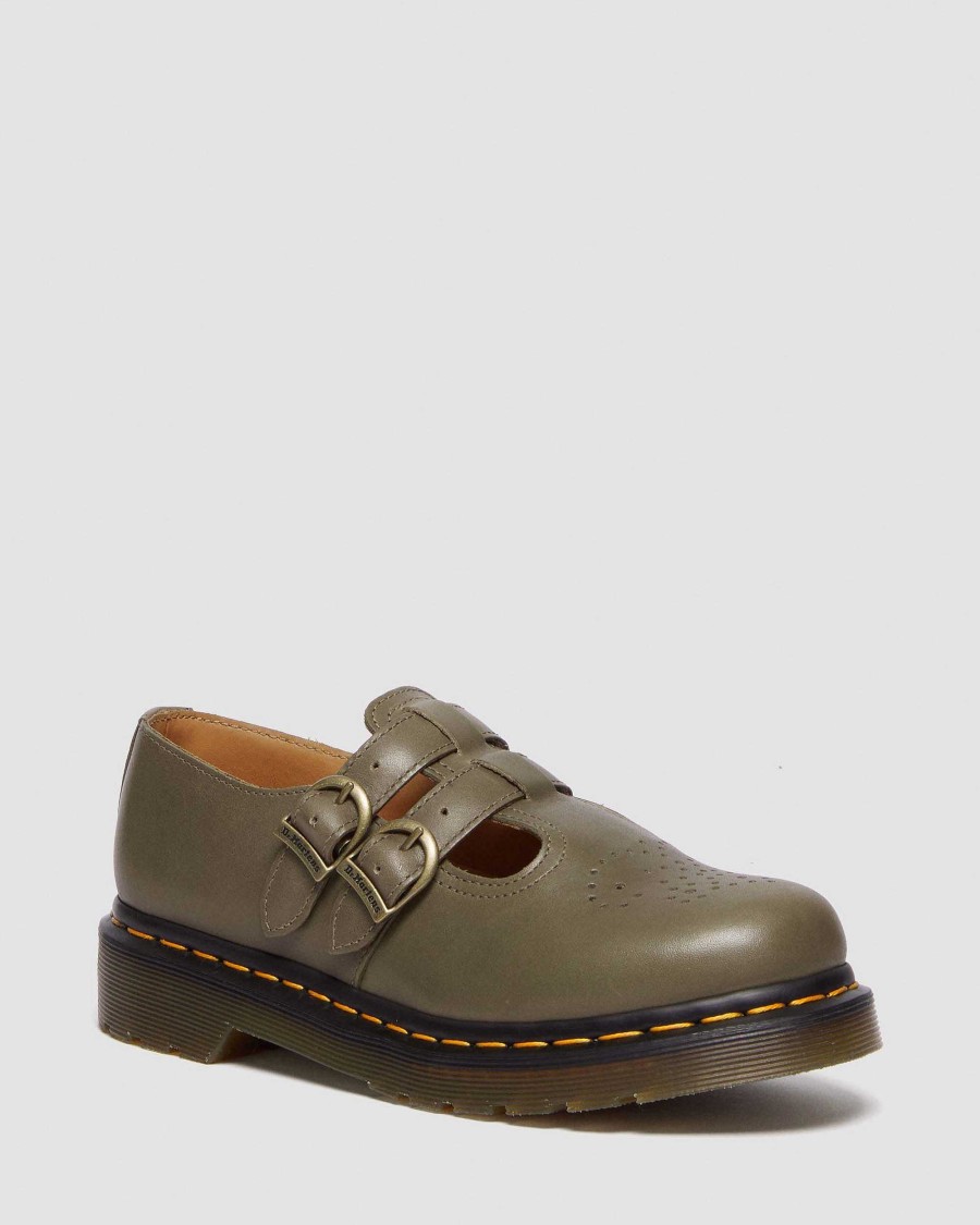 Dames Dr. Martens Marie-Jeanne | 8065 Mary Jane Chaussures En Cuir De Carrare Olive — Carrare