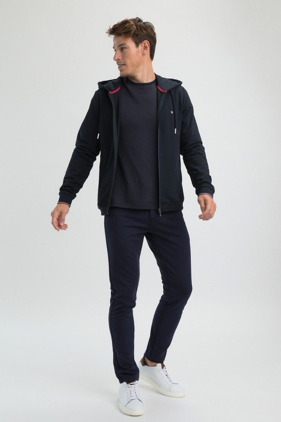 Homme Benson & Cherry Vestes Et Sweaterie Pour Homme | Sweat A Capuche Molleton Pique Sierney Marine