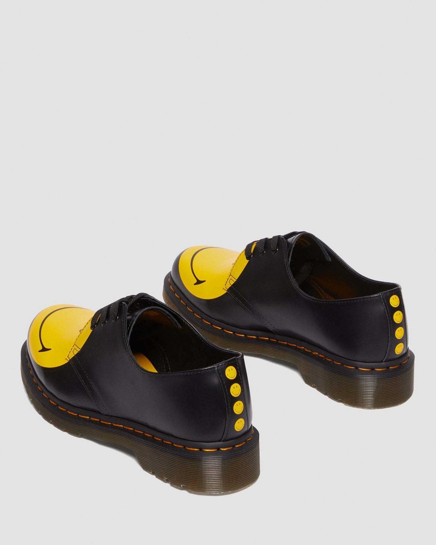 Messieurs Dr. Martens Chaussures A Lacets | 1461 Smiley® Chaussures En Cuir Noir — Lisse