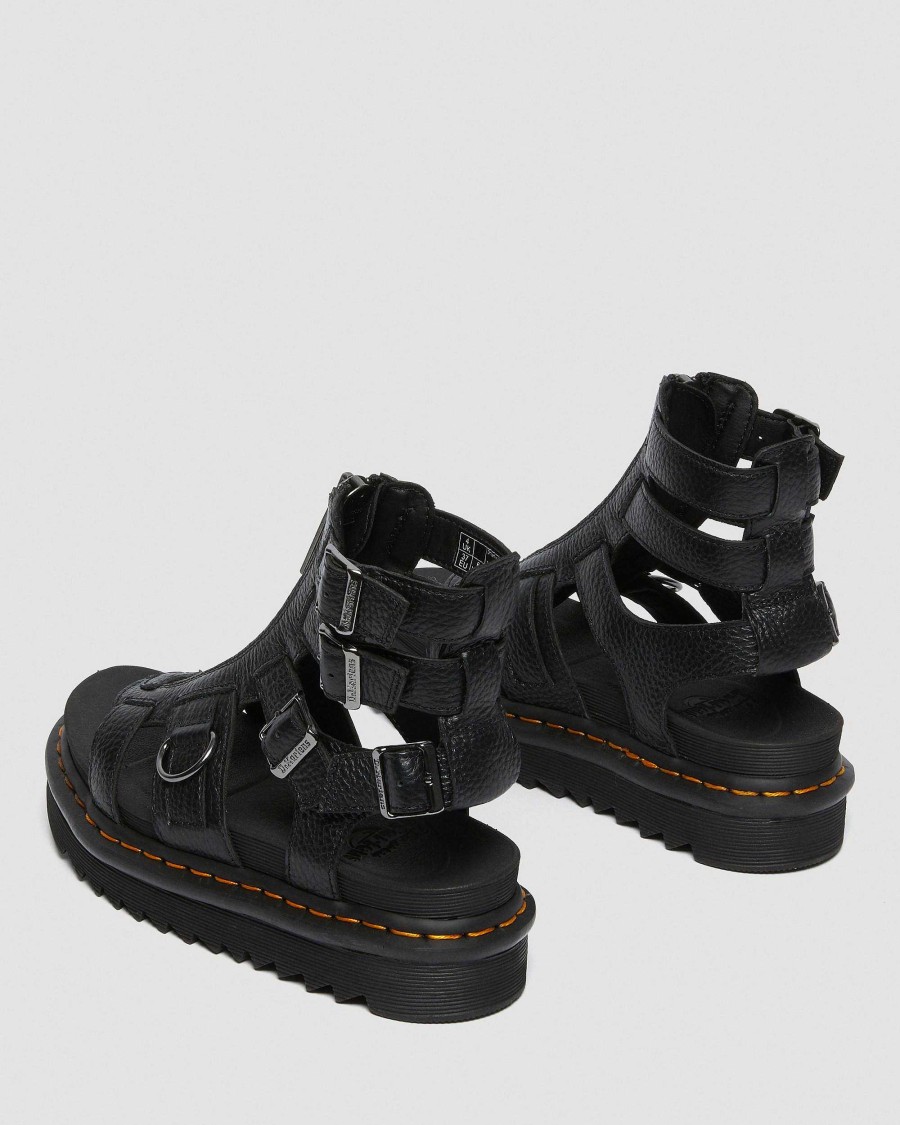 Dames Dr. Martens Sandales Gladiateur | Olson Noir — Nappa Moulu