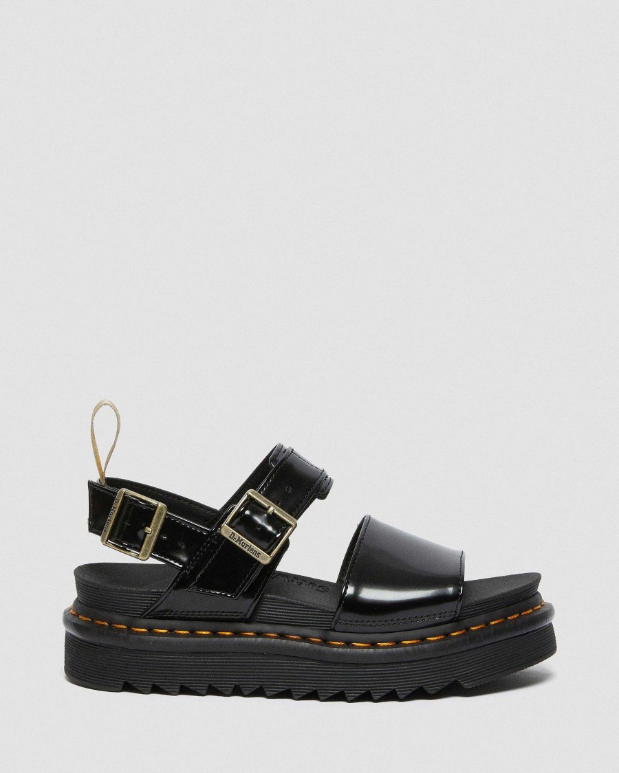 Dames Dr. Martens Sandales A Plateforme | Tongs Voss Vegan Noir — Oxford