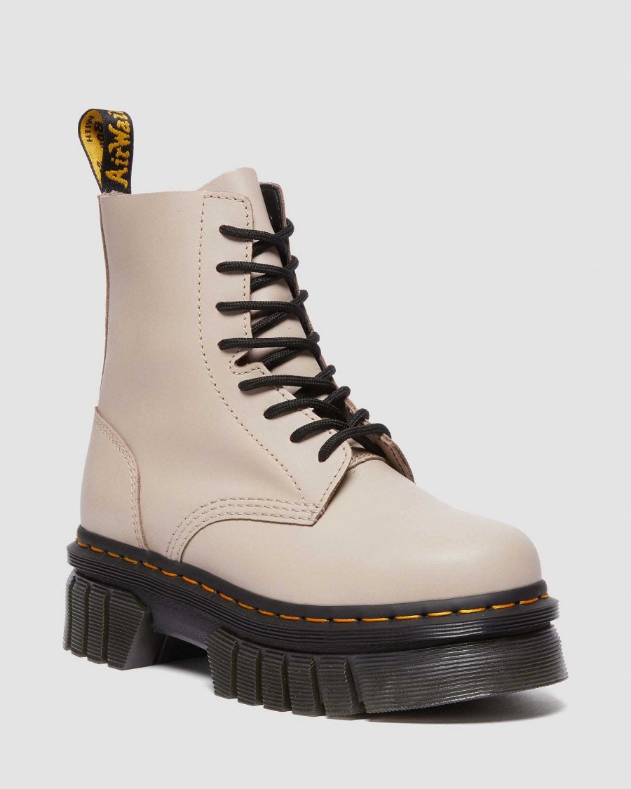 Messieurs Dr. Martens Plateformes | Bottines A Plateforme Audrick Nappa Lux Taupe Vintage — Nappa Lux