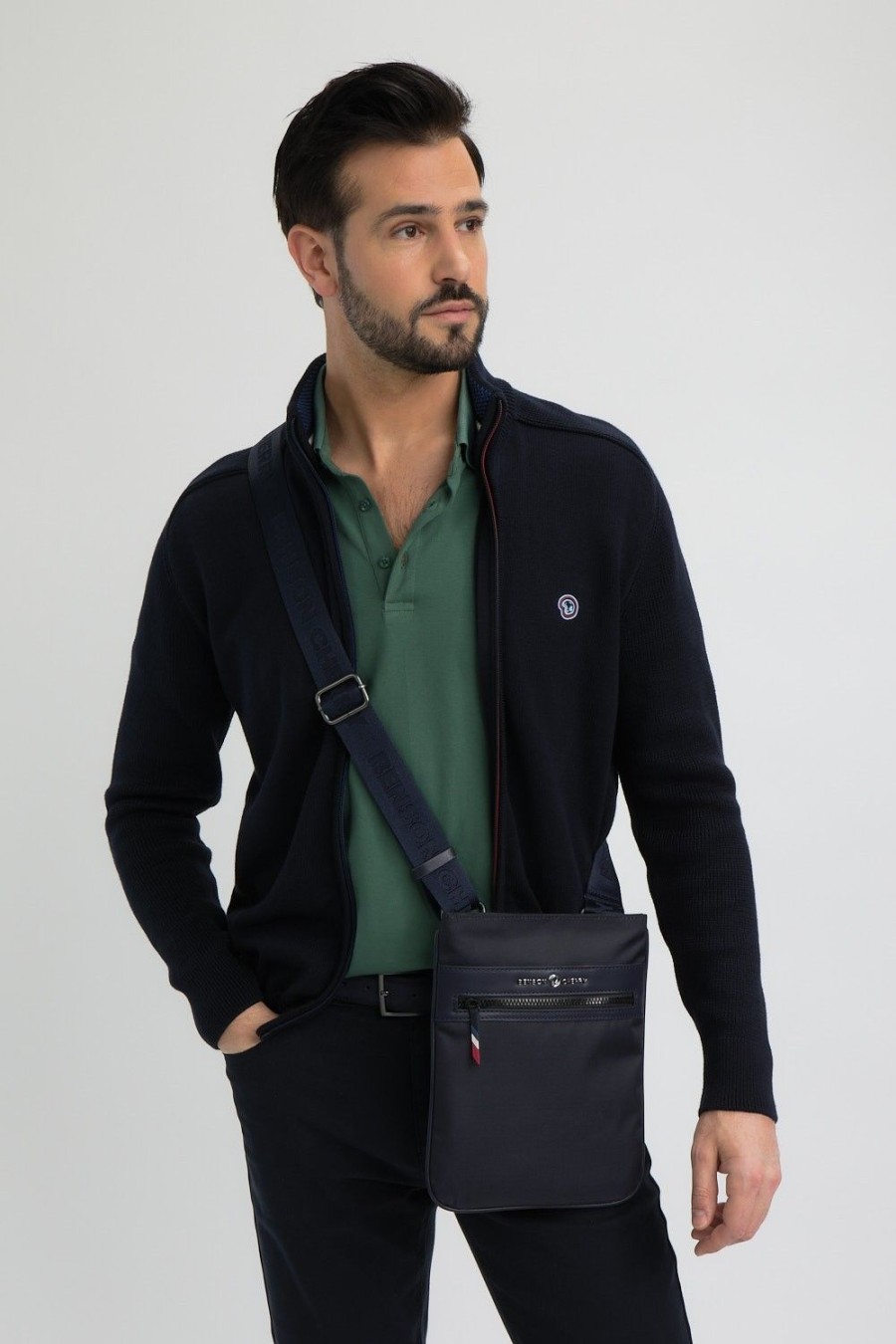 Homme Benson & Cherry Bagagerie Pour Homme | Sac En Toile Et Cuir Niribu Marine