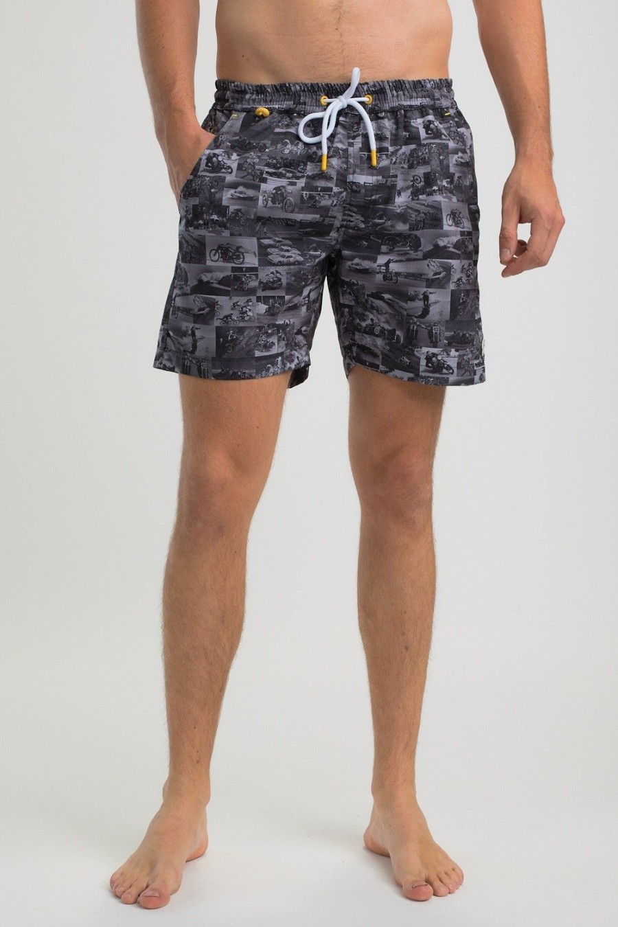 Homme Benson & Cherry Les Bas | Short De Bain Avec Imprimes Moto Pado Anthra