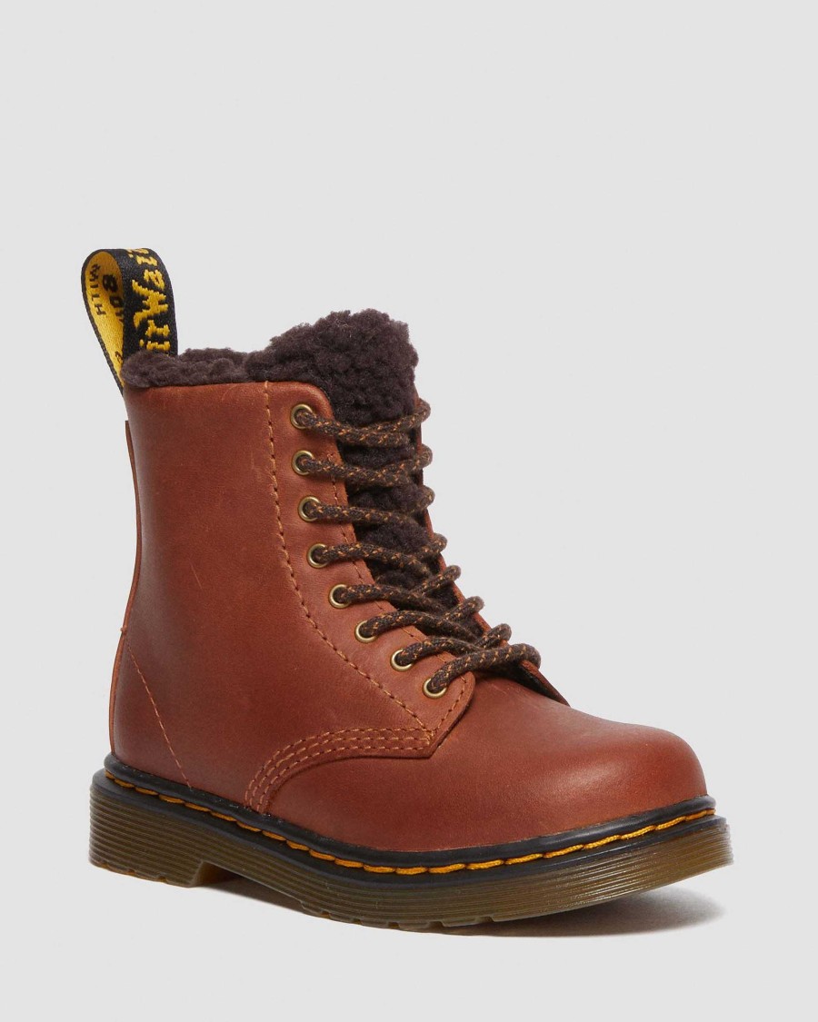 Enfants Dr. Martens Maihars Impermeables | Peignes En Cuir Serena Pour Tout-Petits 1460 Marron Clair — Republic Impermeable