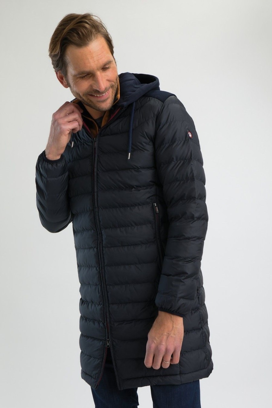 Homme Benson & Cherry Manteaux Et Blousons Pour Homme | Veste Longue Matelassee A Capuche Roscolong Marine