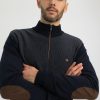 Homme Benson & Cherry Pulls Et Gilets Pour Homme | Pull Texture Avec Coudieres Fraction Marine