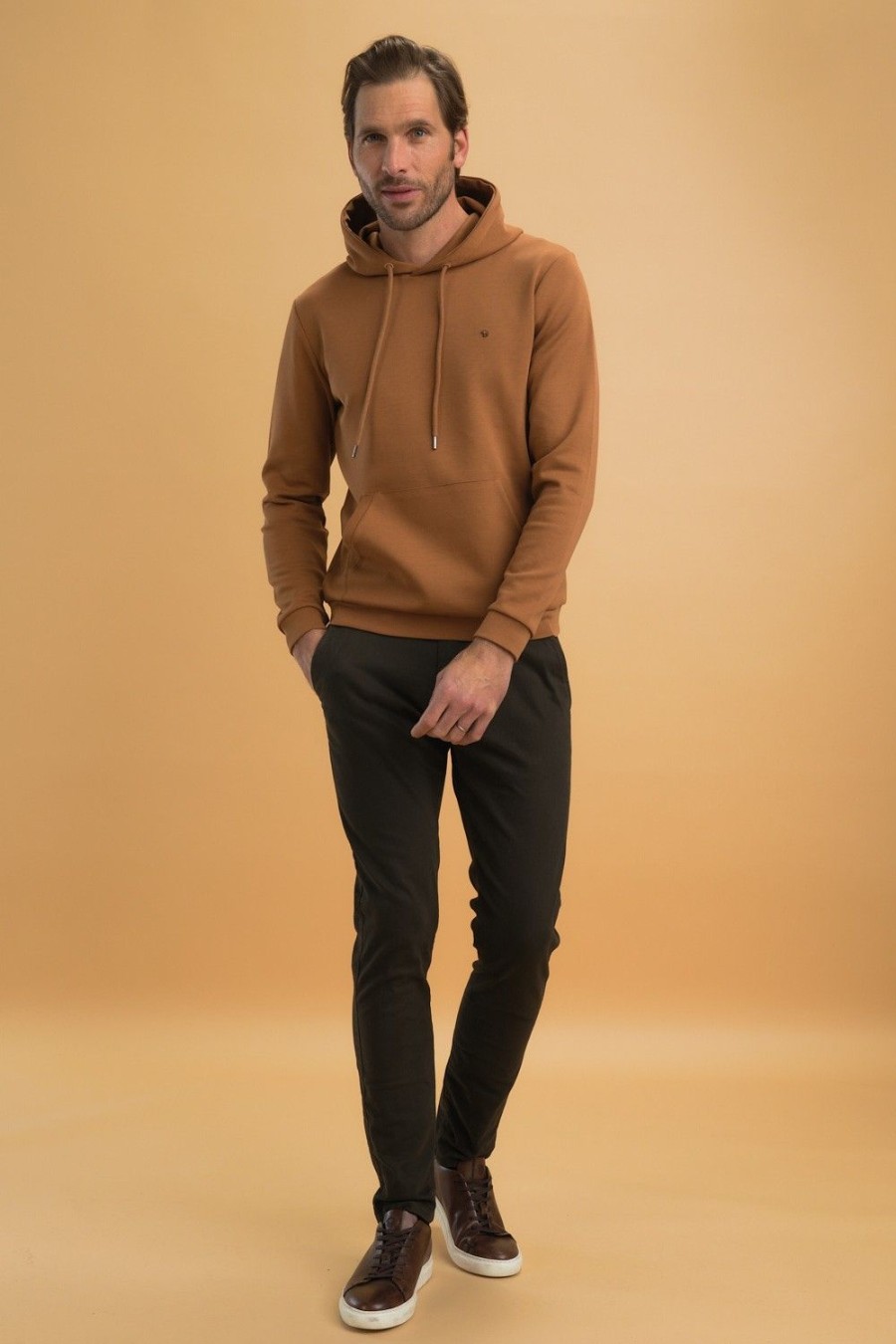 Homme Benson & Cherry Vestes Et Sweaterie Pour Homme | Sweat Capuche Poche Kangourou Steele Camel