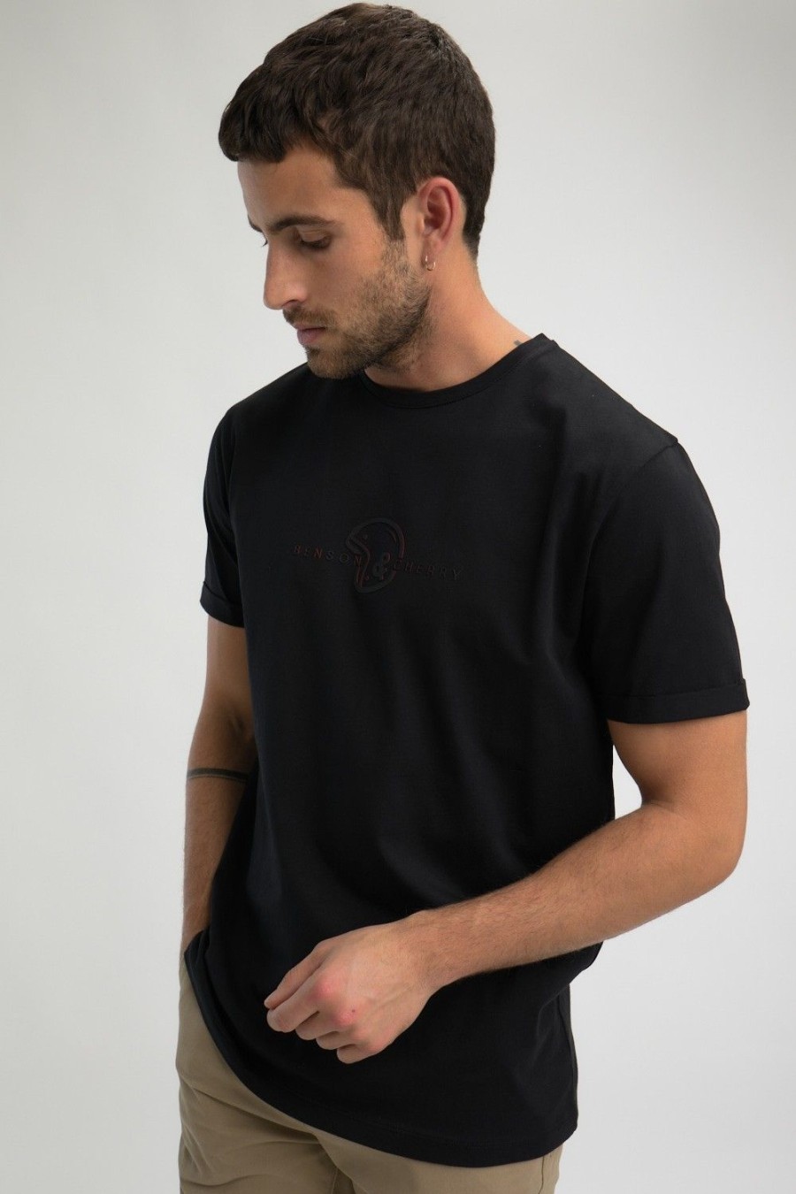 Homme Benson & Cherry T-Shirts Pour Homme | T-Shirt Jersey Avec Logo A Relief Tactique Noir