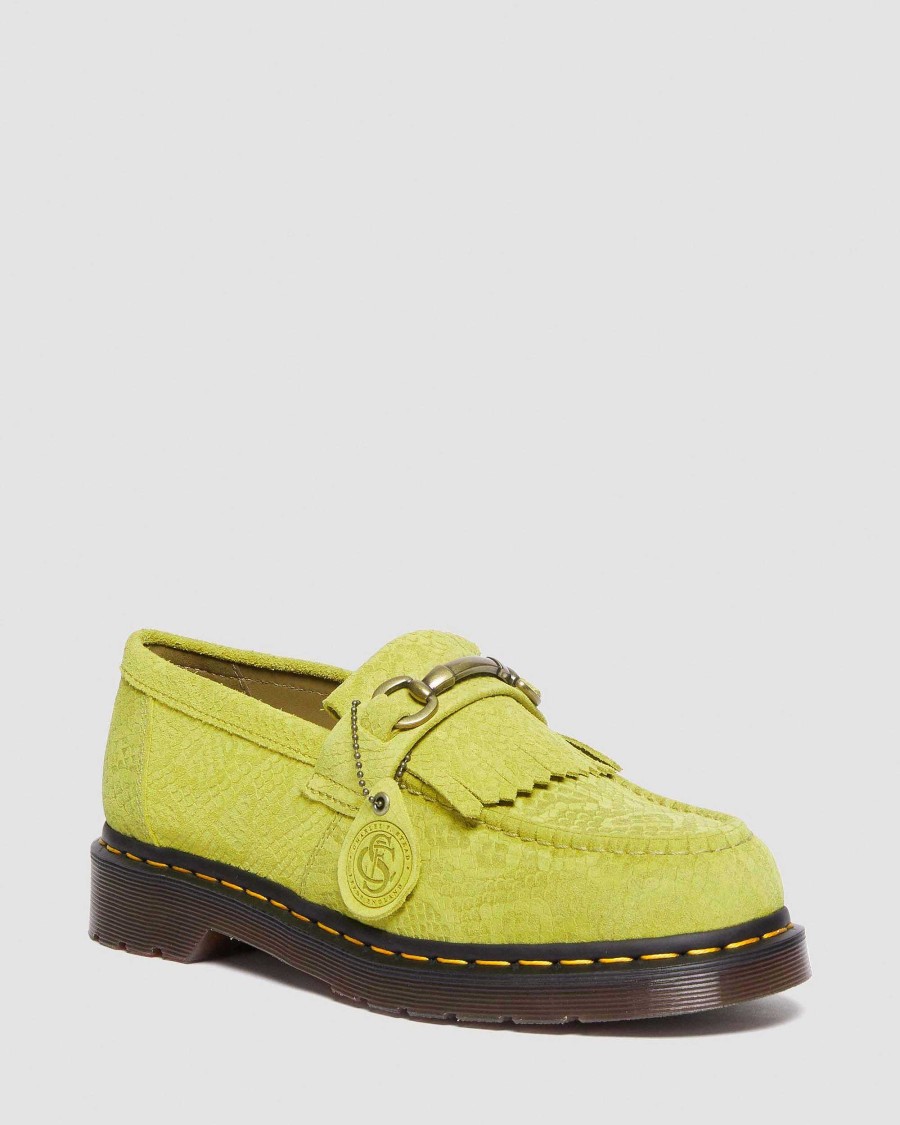 Messieurs Dr. Martens Tous Les Mocassins | Mocassins Kiltie En Daim Gaufre Repello Adrian Snaffle Vert Mousse — Repello Veau Daim Python Embosse