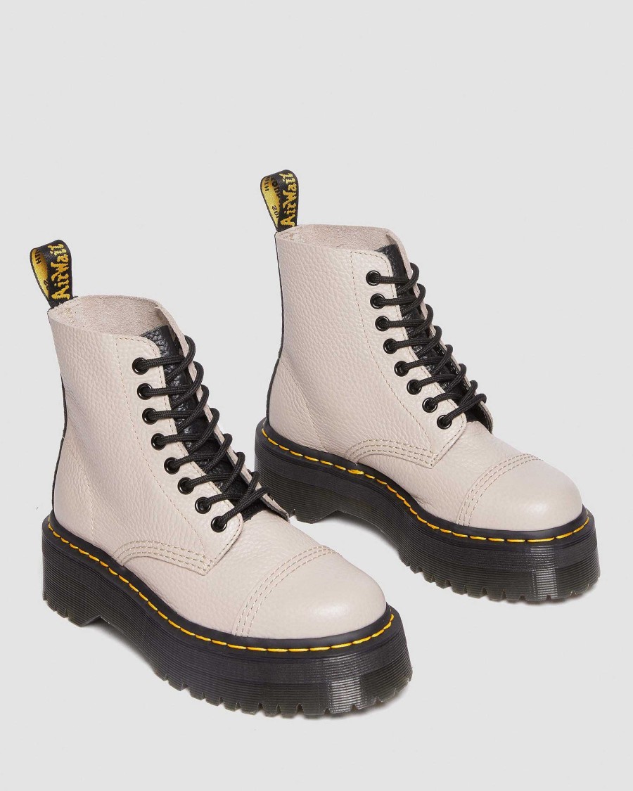 Dames Dr. Martens Tenias | Plateformes Nappa Sinclair Moulues Taupe Vintage — Nappa Moulu