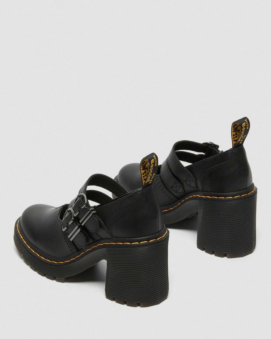 Dames Dr. Martens Chaussures Noires | Eviee Sendal - Mary Jane - Chaussures A Talons En Cuir Noir — Bois De Santal