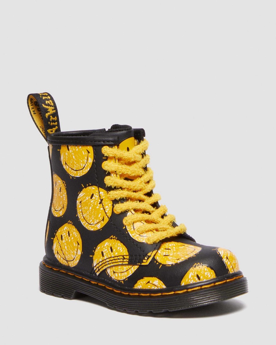 Enfants Dr. Martens Maihars Pour Enfants | Bottes En Cuir 1460 Smiley® Pour Bebe Noir — Hydro