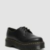 Messieurs Dr. Martens Chaussures A Lacets | Chaussures A Plateforme En Cuir Lisse 1461 Quad Noir — Poli Lisse