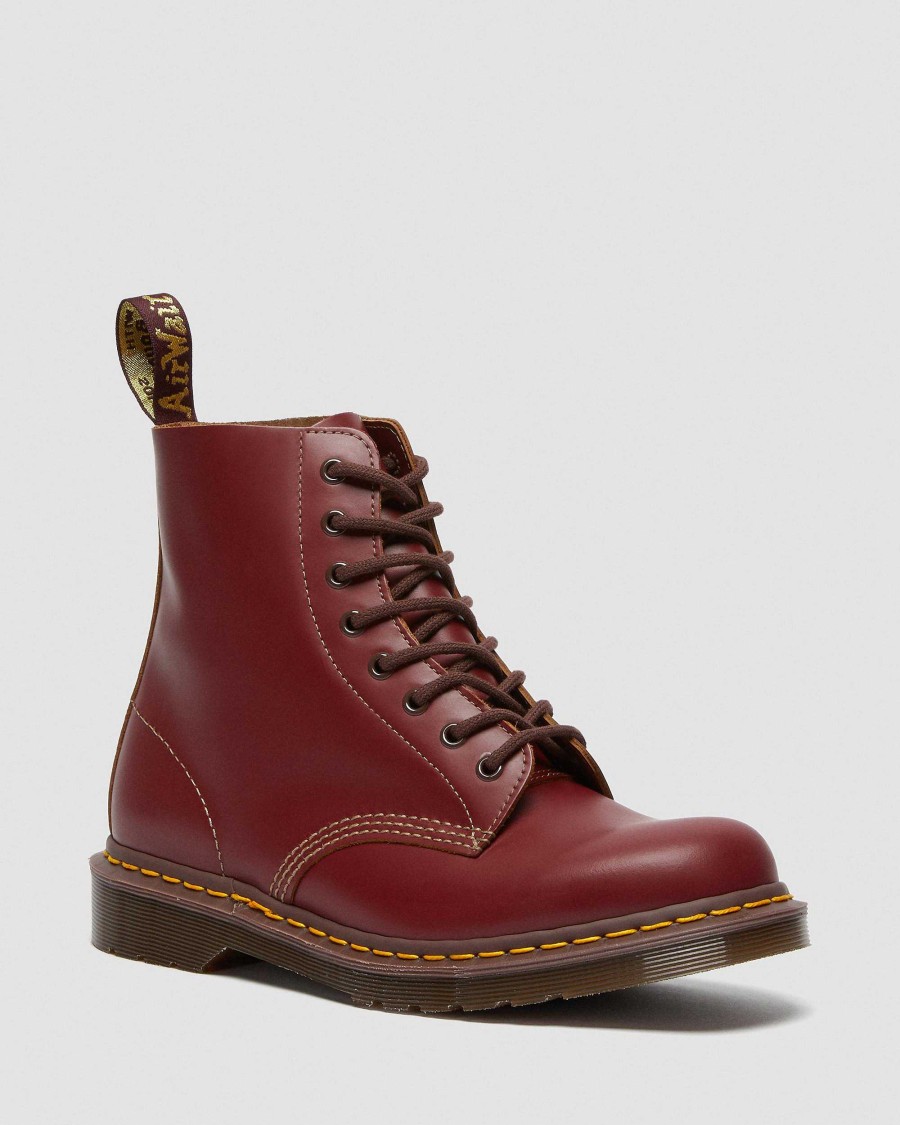 Messieurs Dr. Martens Fabrique En Angleterre Maihars | Bottines En Cuir Vintage 1460 Quilon Rouge — Quilon