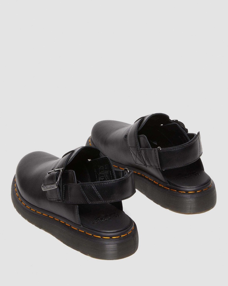 Messieurs Dr. Martens Sandales Noires | Mules A Bride Arriere En Cuir Jorge Ii Brando Noir — Brando