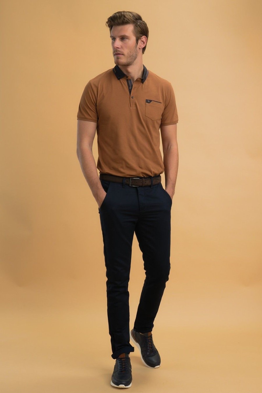 Homme Benson & Cherry Polos Pour Homme | Polo Uni En Coton Gabana Camel