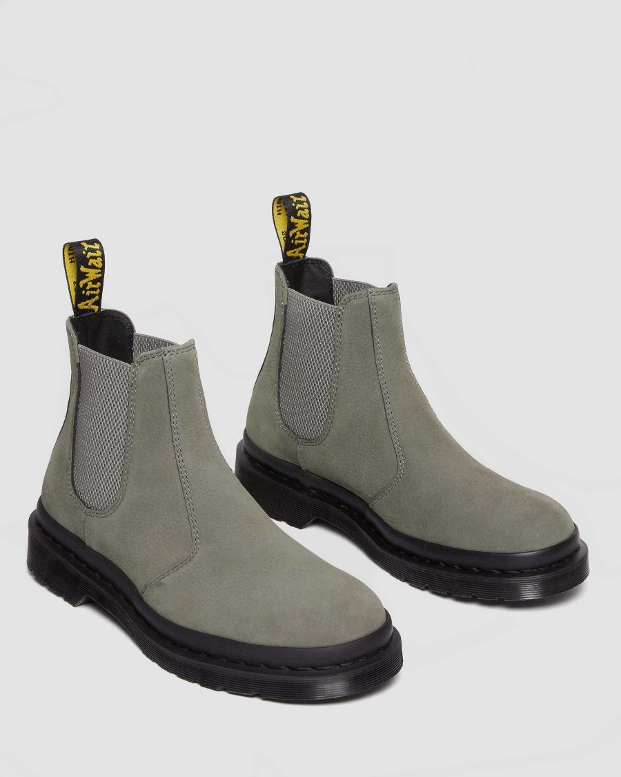 Messieurs Dr. Martens Fourmis D'Hiver | Bottines Chelsea En Nubuck Fraise 2976 Gris Nickel — Nubuck Fraise Wp