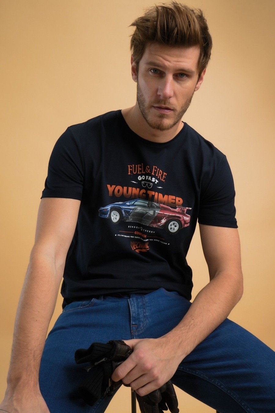 Homme Benson & Cherry T-Shirts Pour Homme | T-Shirt Manches Courtes Lamborgini Countach 80S Taya Marine