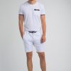 Homme Benson & Cherry Les Bas | Short En Molleton Leger Aux Details Tricolores Bulmino Blanc