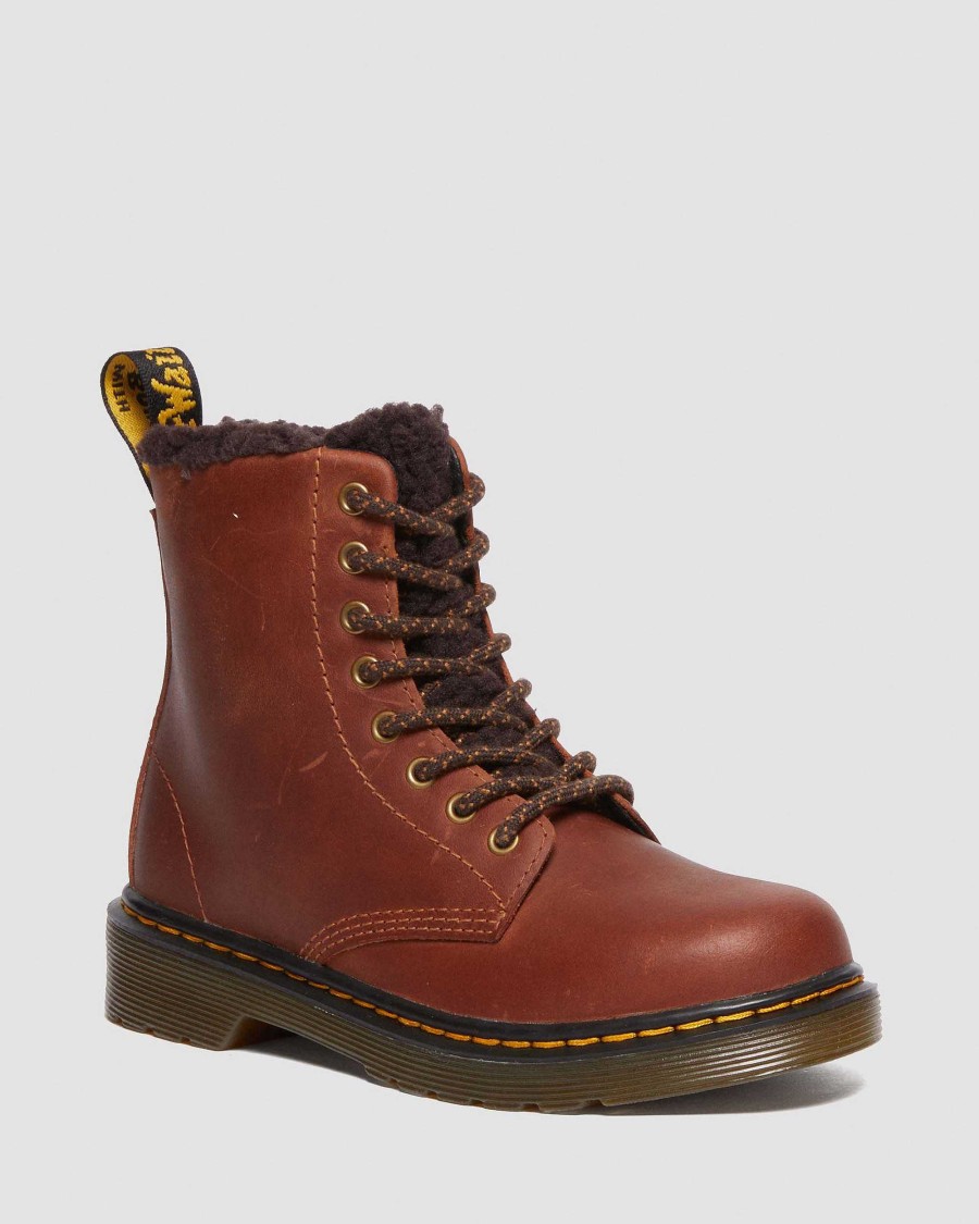 Enfants Dr. Martens Maihars Impermeables | Peignes En Cuir Junior 1460 Serena Marron Clair — Republic Impermeable