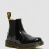 Dames Dr. Martens Bottines | Bottines Chelsea En Cuir Verni 2976 Noir — Lampe Brevetee