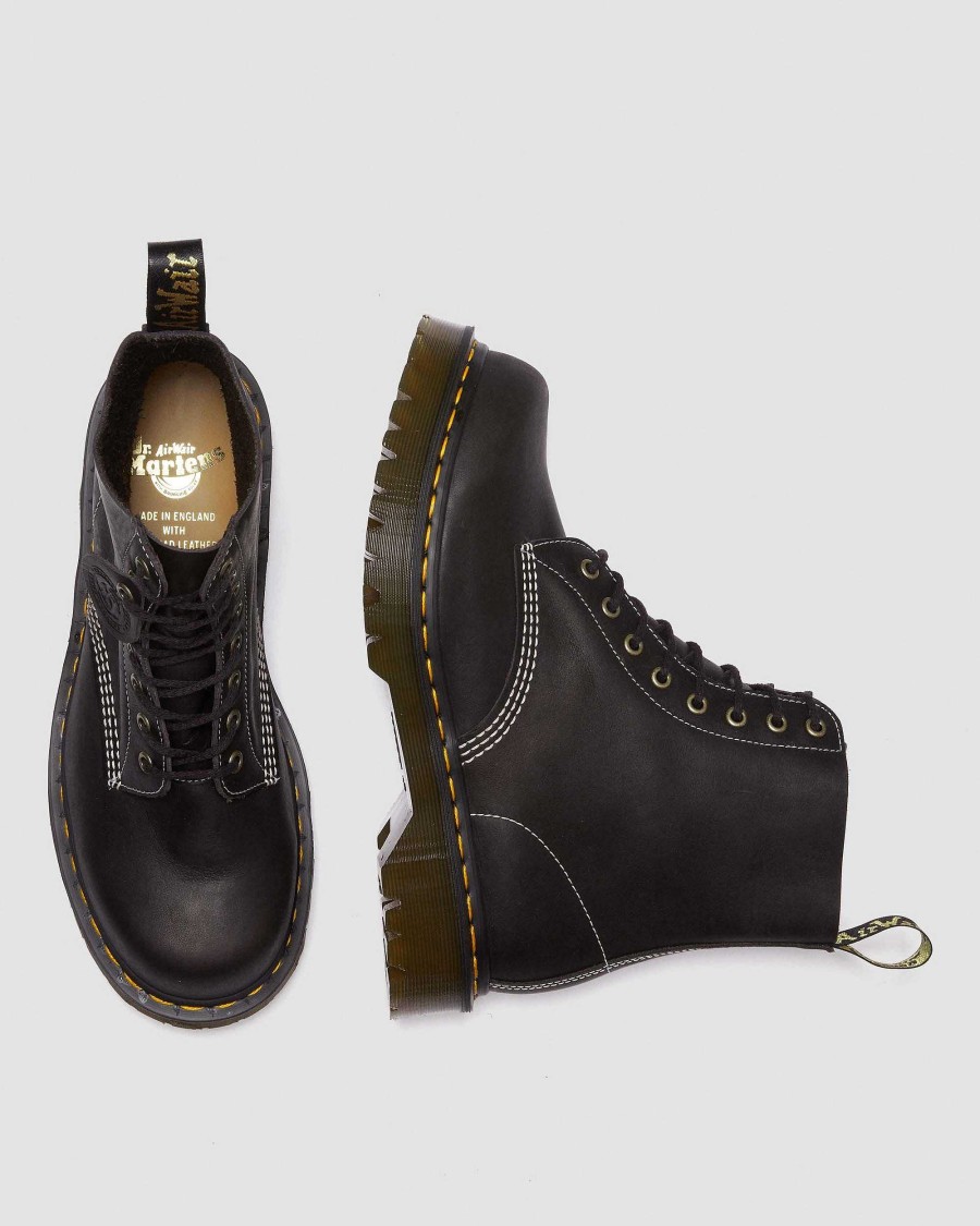 Messieurs Dr. Martens Tenias | Bottines A Lacets En Cuir 1460 Pascal Phoenix Gris Charbon