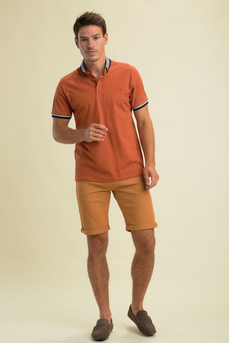 Homme Benson & Cherry Polos Pour Homme | Polo Aux Bords Cotes Contrastes Galy Mandarine