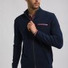 Homme Benson & Cherry Pulls Et Gilets Pour Homme | Cardigan Zippe Aux Details Tricolores Fizapa Marine