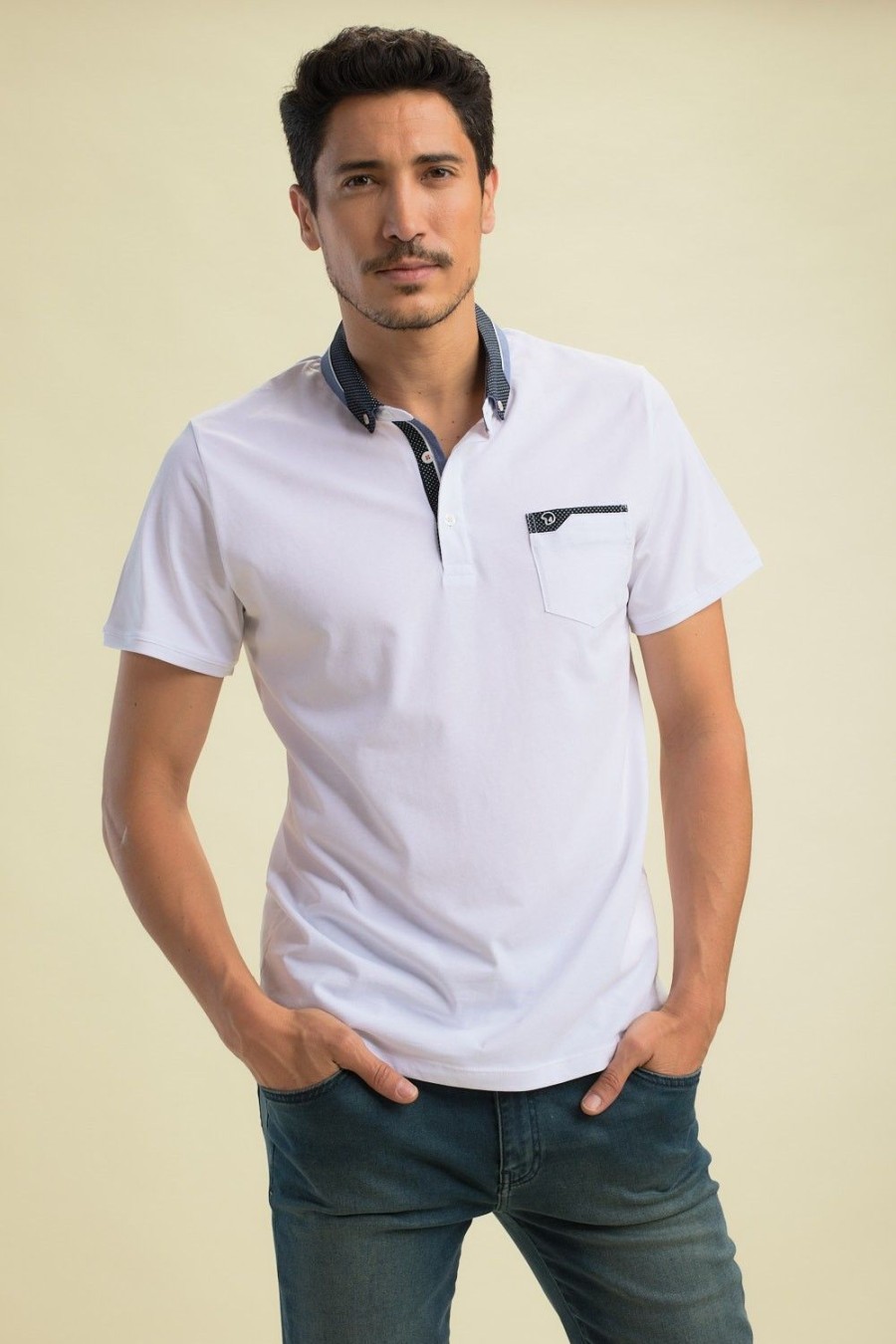 Homme Benson & Cherry Polos Pour Homme | Polo Uni En Coton Gabana Blanc