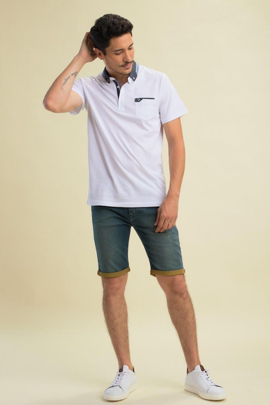 Homme Benson & Cherry Polos Pour Homme | Polo Uni En Coton Gabana Blanc