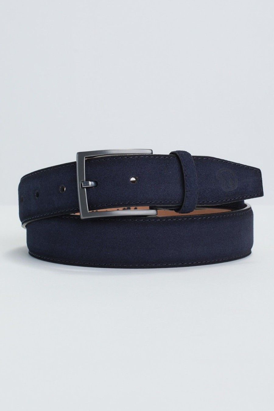 Homme Benson & Cherry Ceinture Homme | Ceinture En Cuir Effet Daim Cyril Marine