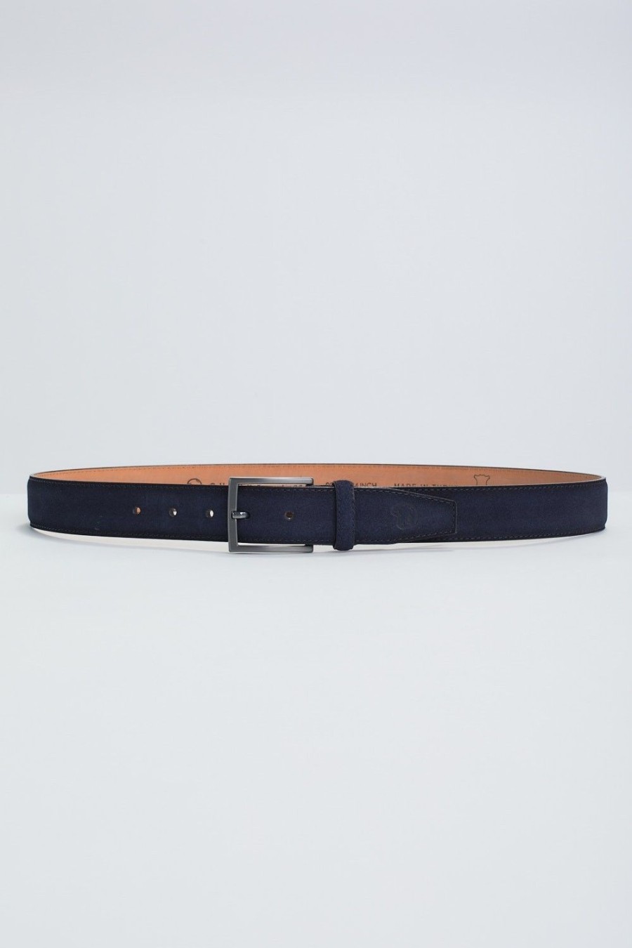 Homme Benson & Cherry Ceinture Homme | Ceinture En Cuir Effet Daim Cyril Marine