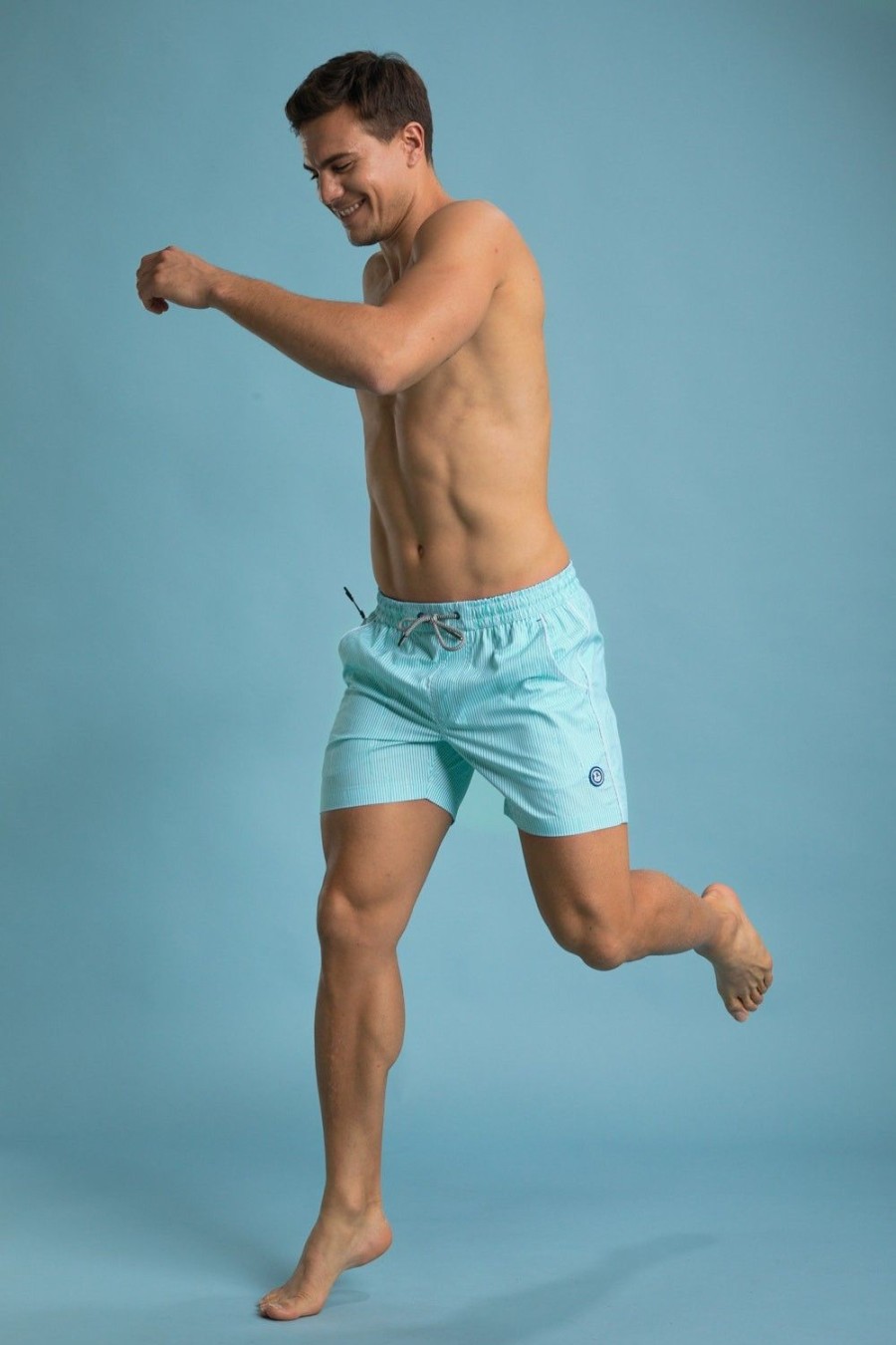 Homme Benson & Cherry Les Bas | Short De Bain Aux Fines Rayures Pilgrim Turquoise