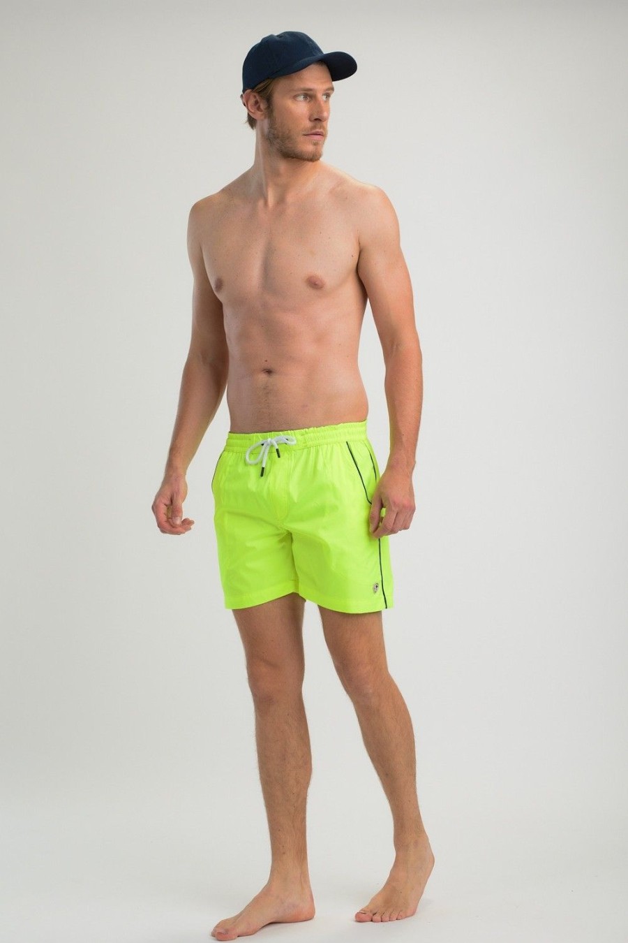 Homme Benson & Cherry Les Bas | Short De Bain Classique Uni Avec Cordon De Serrage Pacofluo Jaune